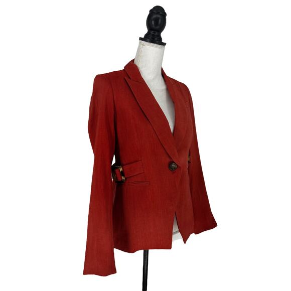 Veronica Beard Baltazar Linen Peplum Dickey Jacket In Clay - Picture 7 of 13